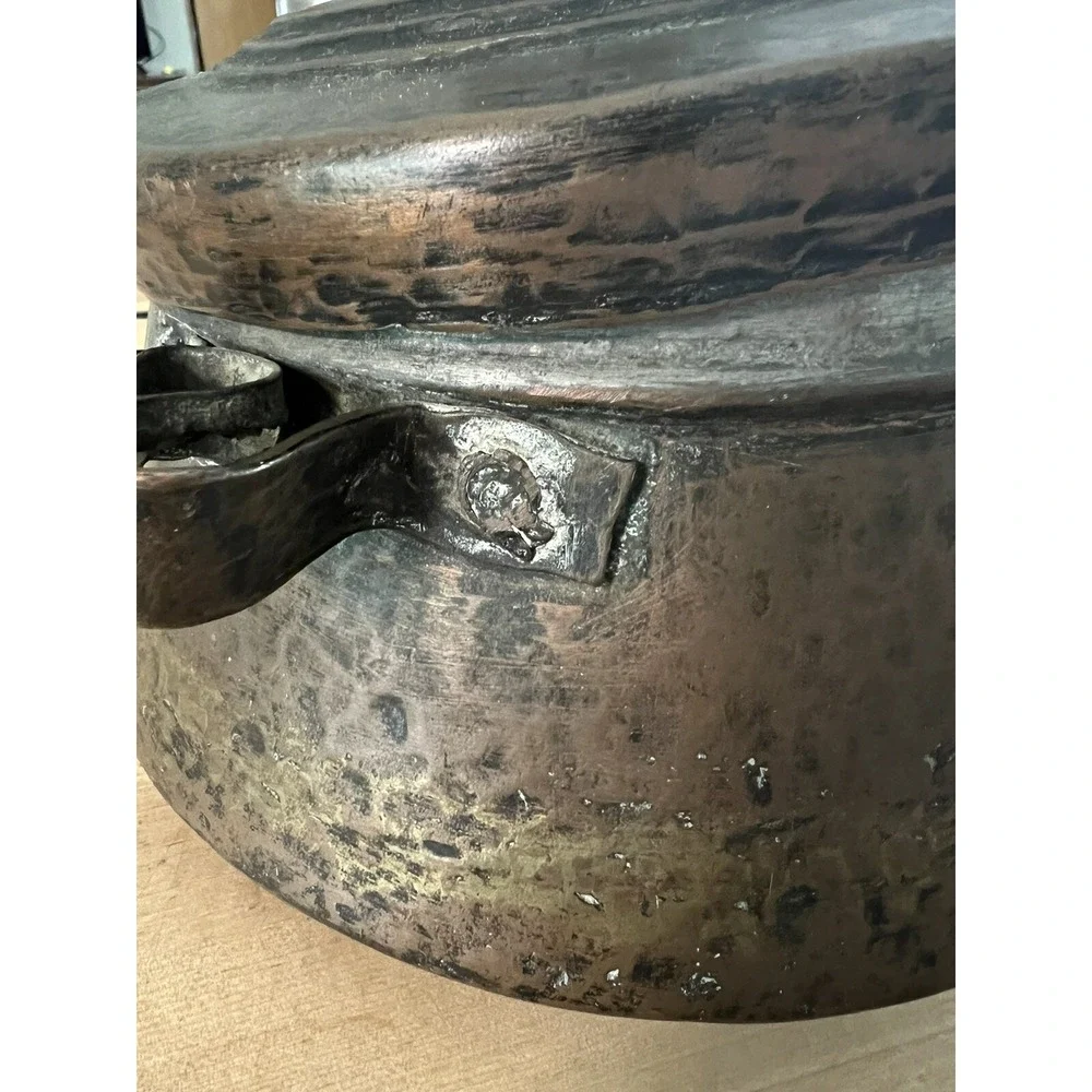 VERY RARE ANTIQUE COPPER 18TH/19TH CENTURY  TRADE KETTLE with OLD PATINA AND LID